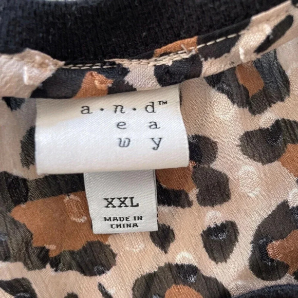 A New Day Womens Leopard Print Top Plus Size XXL Sheer Neutral Animal Print Boho - Picture 7 of 12